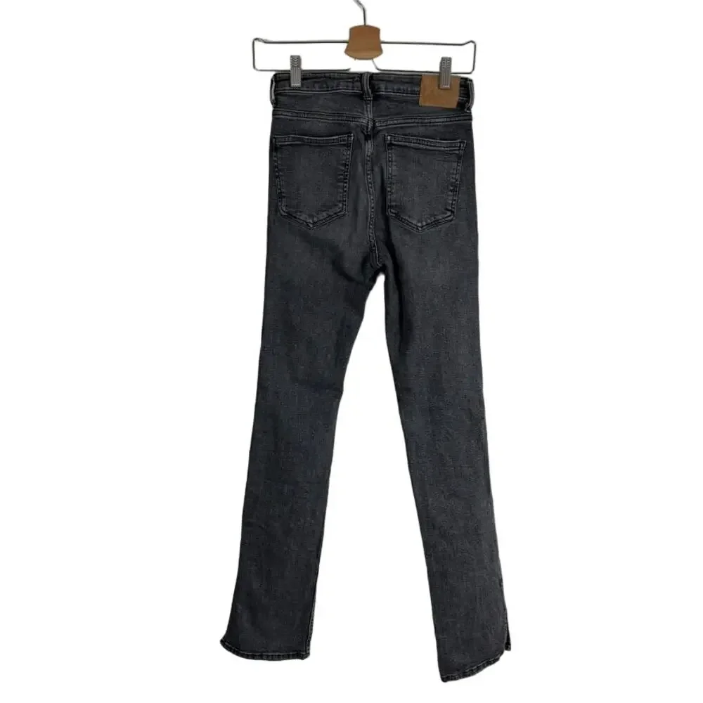 ZARA Split-Hem Skinny Jeans Gray Busted Knees Distressed Y2K Streetwear Sz 4